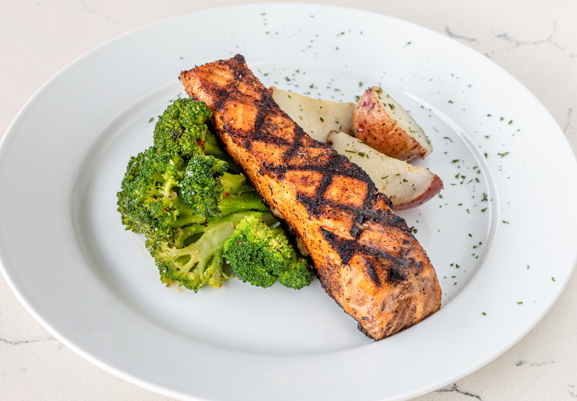 Grilled Salmon with Rice and Vegetables